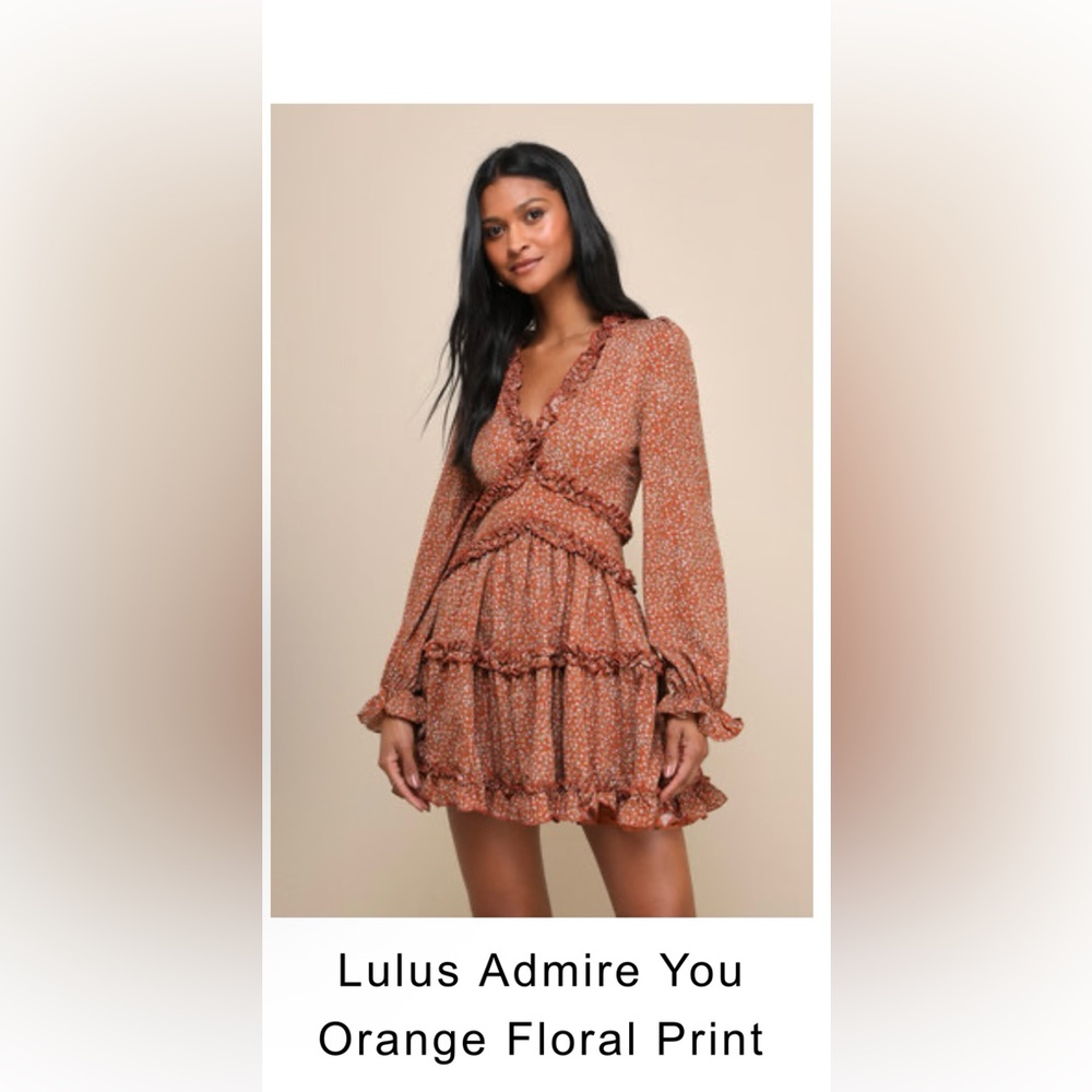 Lulus Admire You Orange Floral Print Dress
